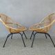 Rohe Noordwole 1950 vintage rattan and metal shell chairs