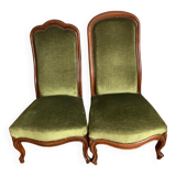 Paires de fauteuils en velours vert