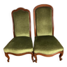Paires de fauteuils en velours vert