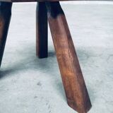 Small Tripod Oak Side Table / Stool, Belgium, 1950s