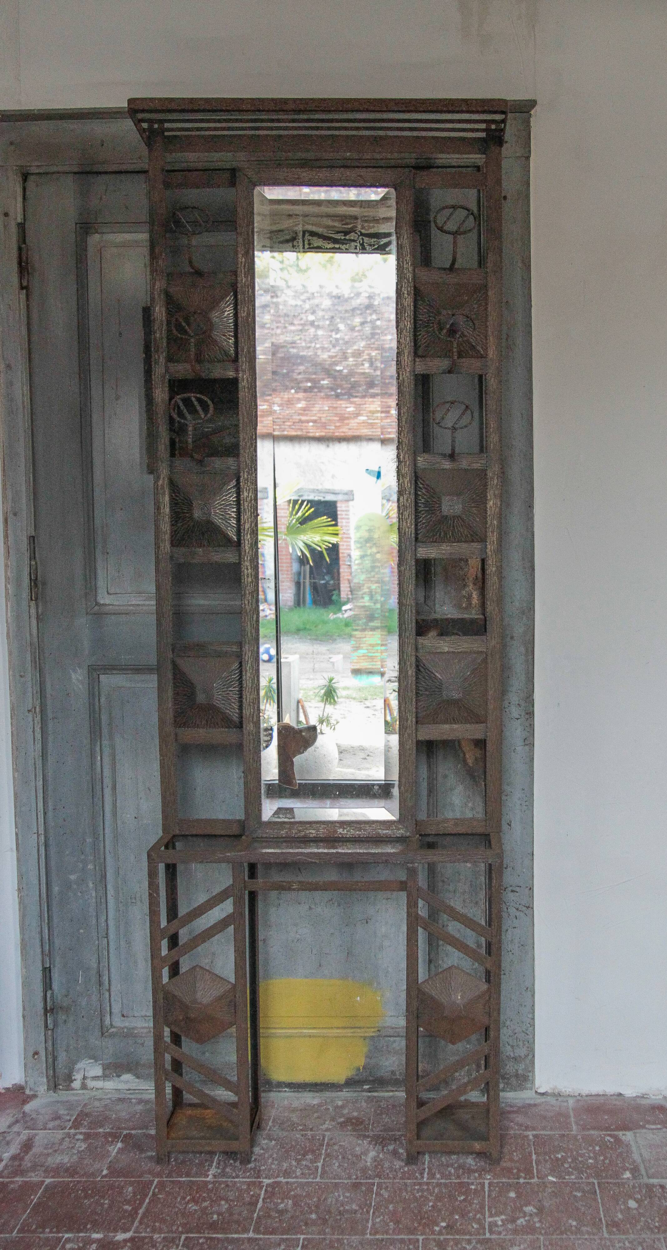 Art deco coat rack, wrought iron coat rack, cloakroom