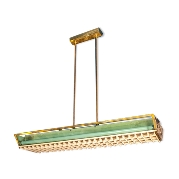Four brass, aluminum and plexiglas ceiling panels. Italy 1950s