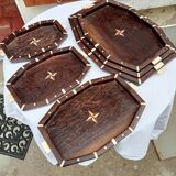 Ensemble de  6 plateaux empilables en wenge