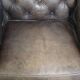 Grey Cowhide Leather Chesterfield Club Armchair in English Style on Casters