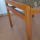 4 Scandinavian chairs in wood and patterned fabric, 1960s.