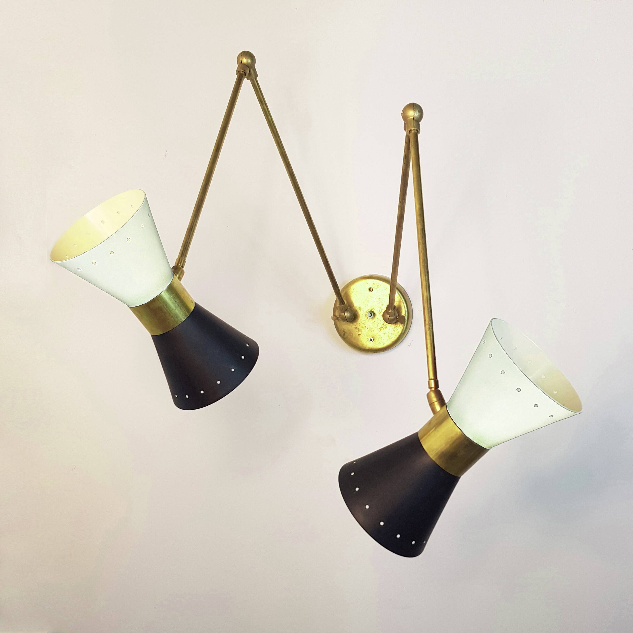 Double articulated wall lamp design 1950