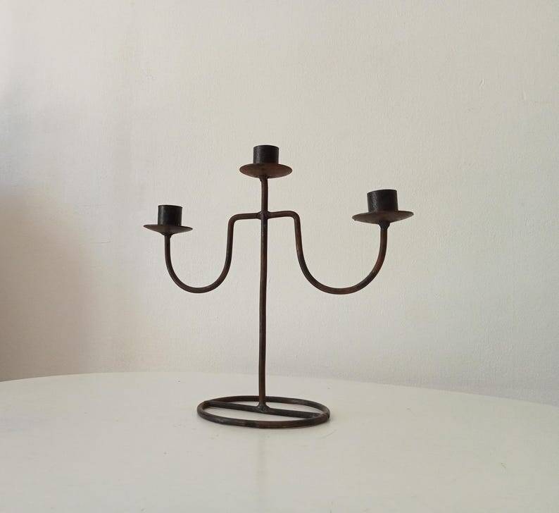 Vintage brutalist chandelier in wrought iron