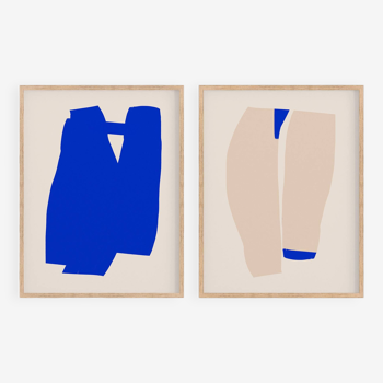 Pair of prints, abstract wall art set of two, 50x70cm