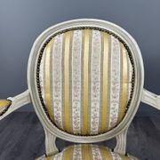 Pair of Medallion Armchairs in Louis XVI Style with Footrests, 20th Century