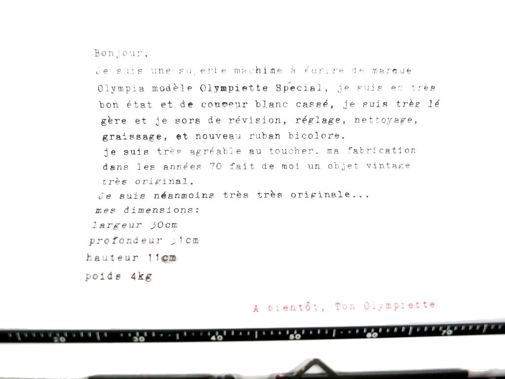 Olympiette special olympia grey typewriter