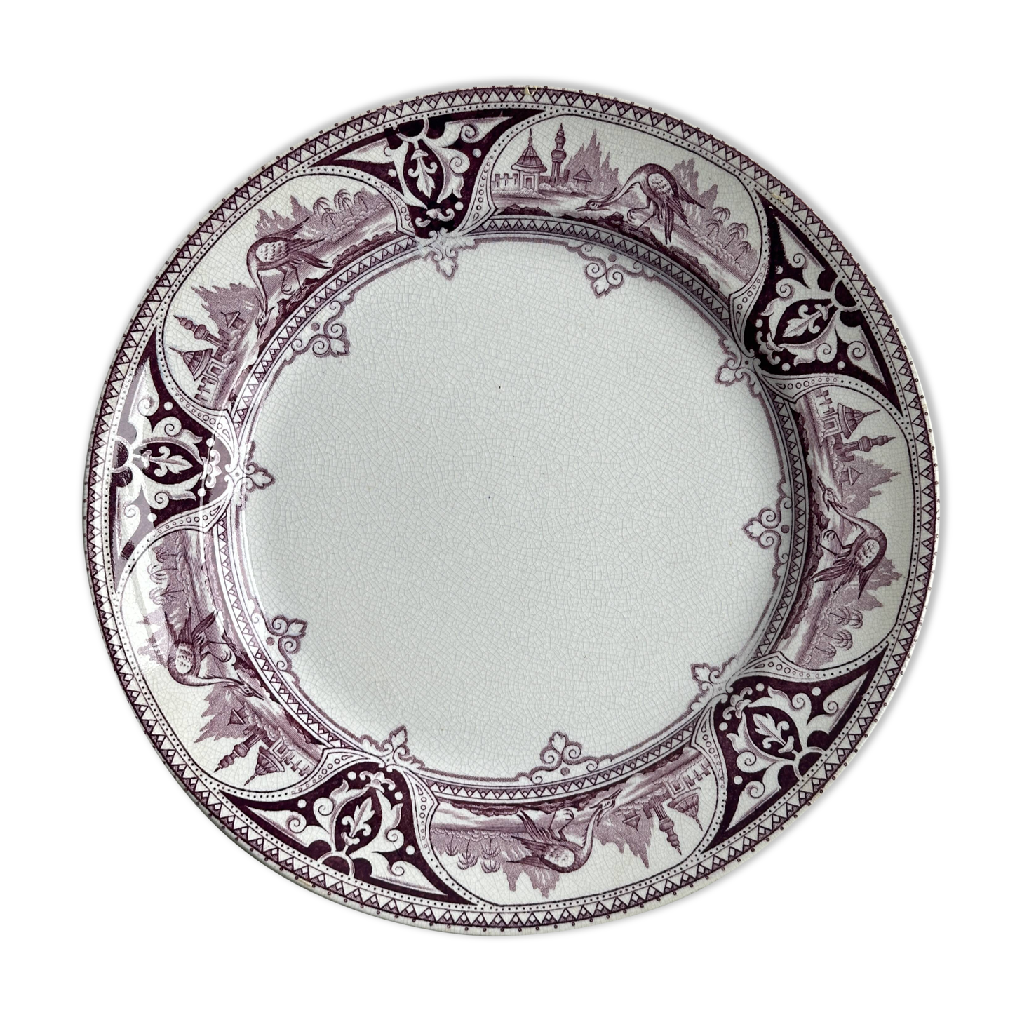 Antique English decorative porcelain plate "Poonah" by Brown-Westhead,