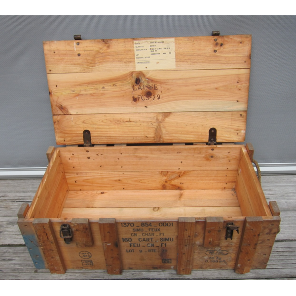 Coffre En Bois Massif Militaire Rustique 72x45x45cm - Rangement Et Table Basse Avec Roulettes