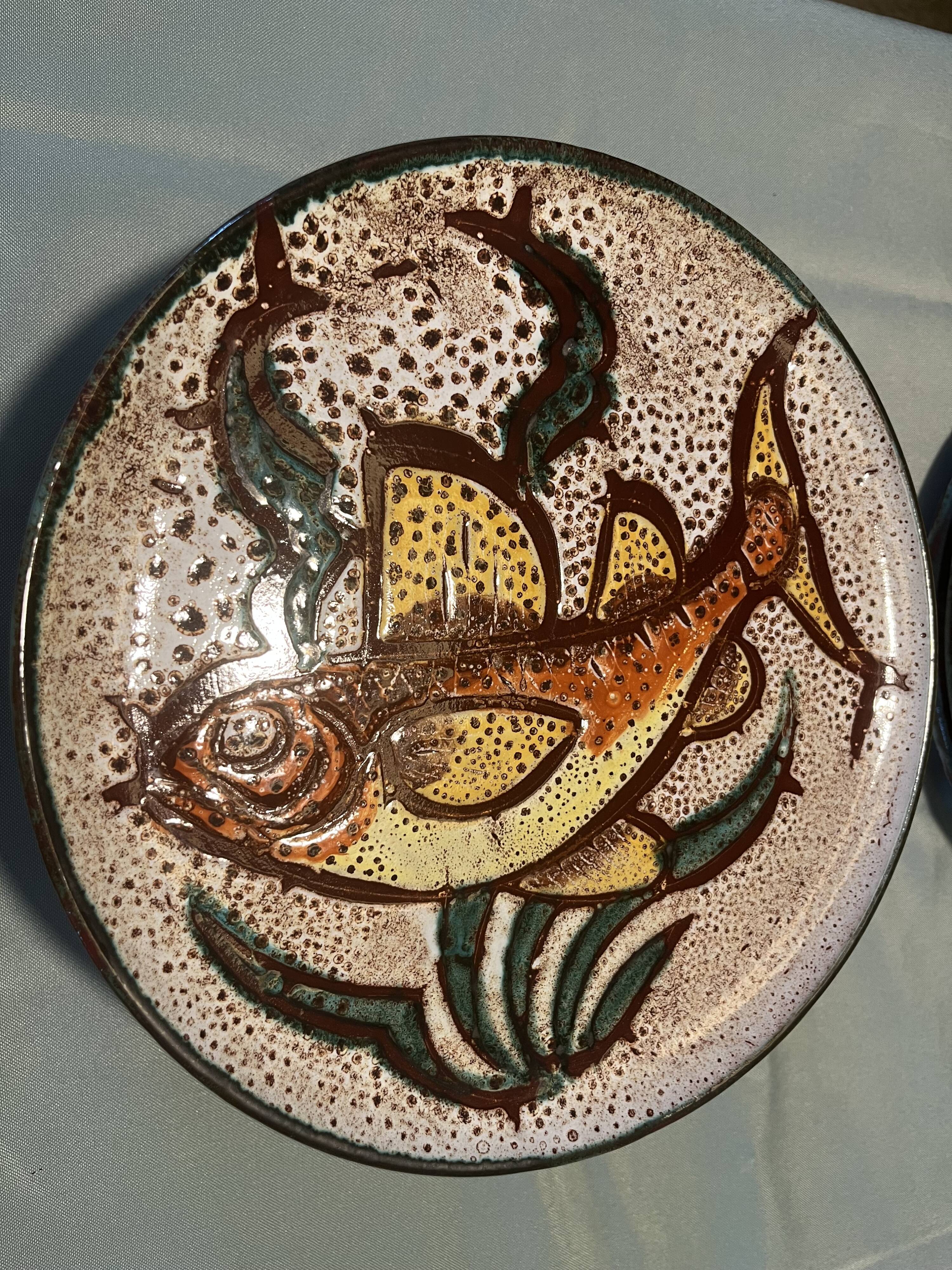 Fish service Vallauris dish + 12 plates