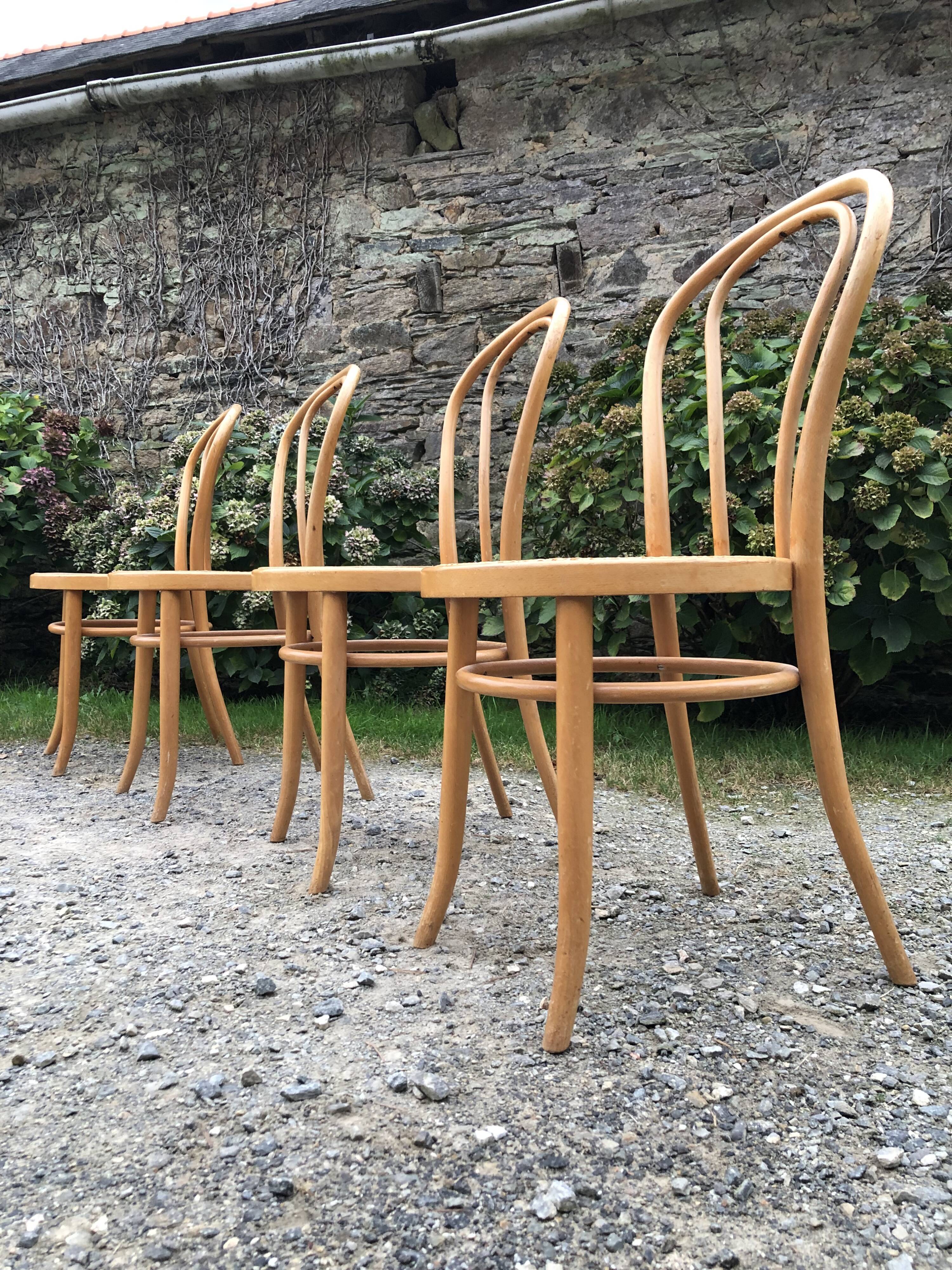 4 chaises bistrot vintage cannées