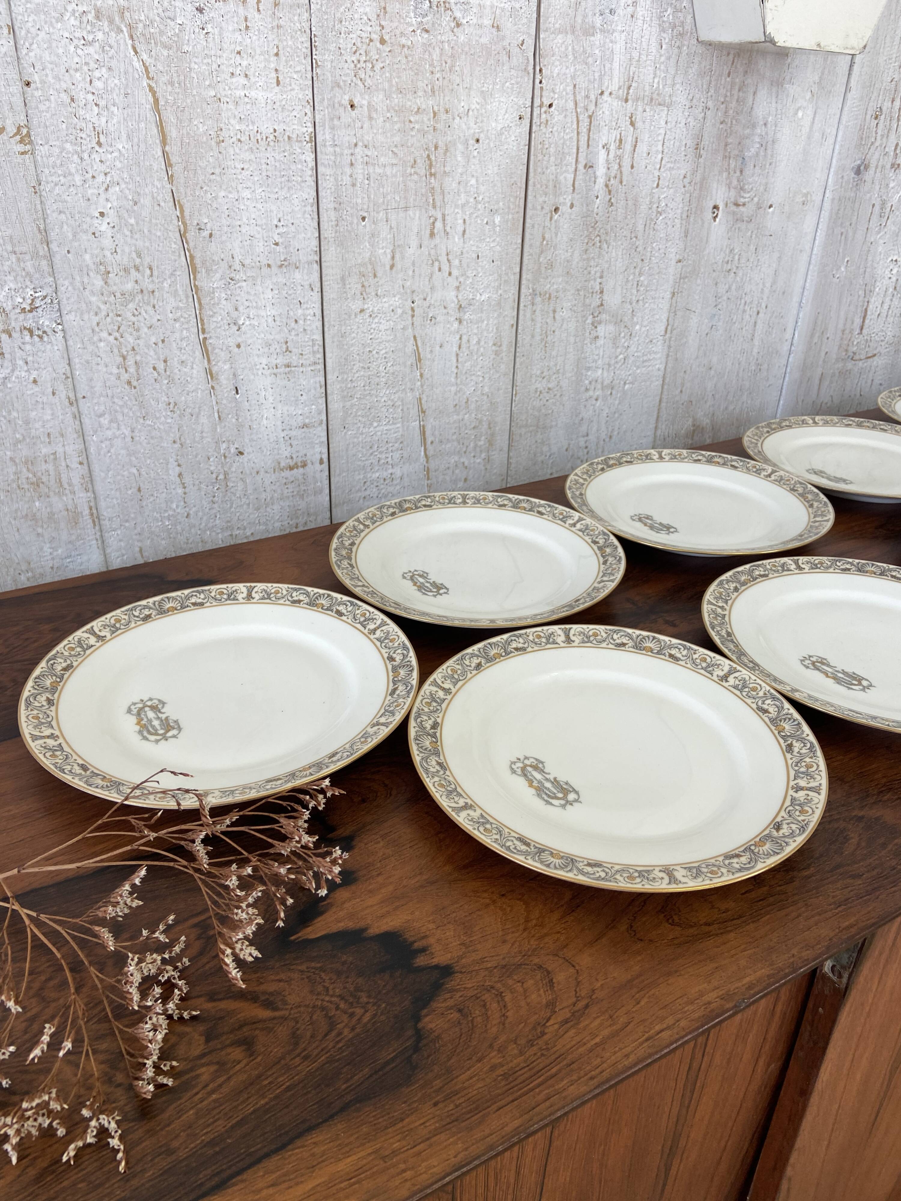 12 porcelain plates, 22cm diameter
