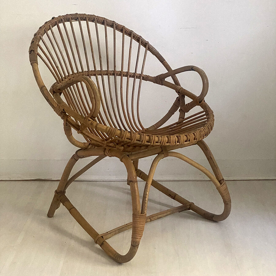 Vintage rattan armchair 60's