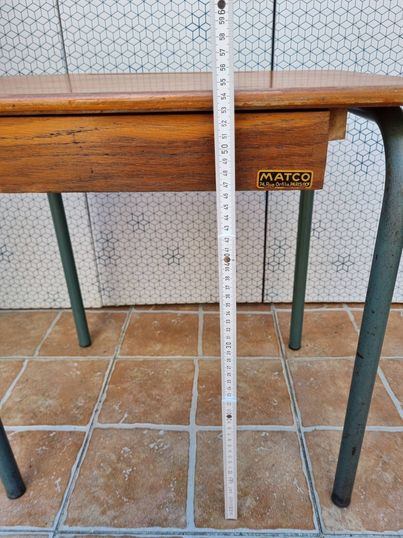 MATCO Paris Vintage School Desk with Drawer – 54 x 54 x 40 cm