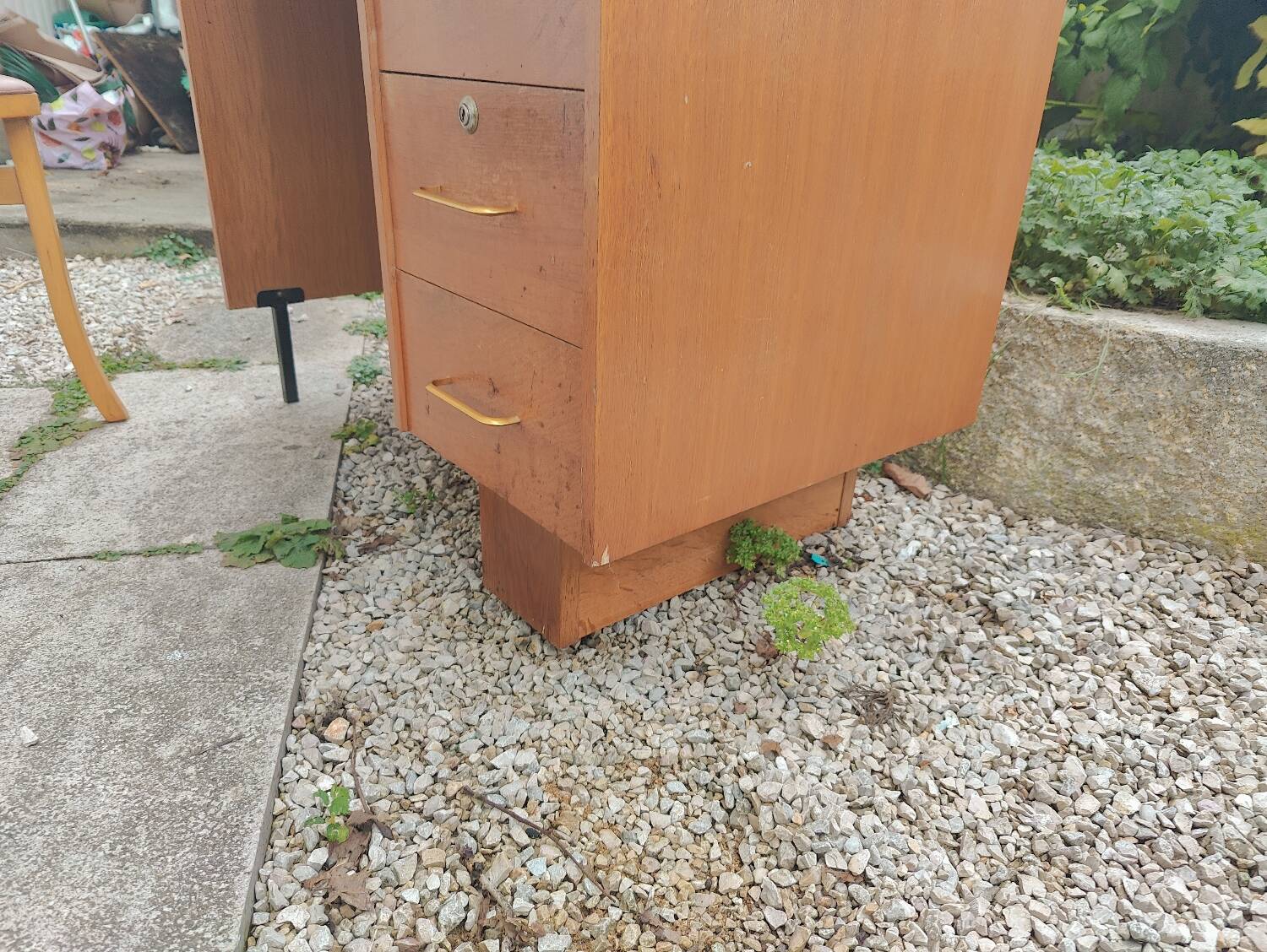 Desk and chair in blond oak 1950s/1960s