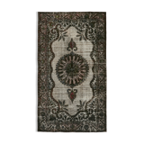 Hand-Knotted Vintage Turkish 1980s 175 cm x 302 cm Grey Rug