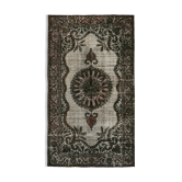 Tapis turc vintage noué à la main des années 1980 175 cm x 302 cm gris