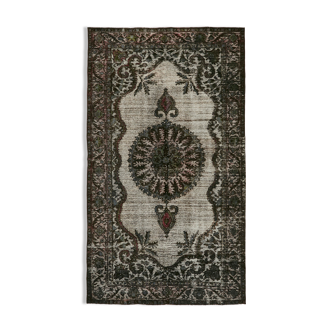 Tapis turc vintage noué à la main des années 1980 175 cm x 302 cm gris