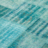 Tapis turc surteint fait à la main 204 cm x 303 cm Tapis Patchwork Turquoise