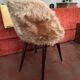 70s faux fur chair with tapered legs in powder pink