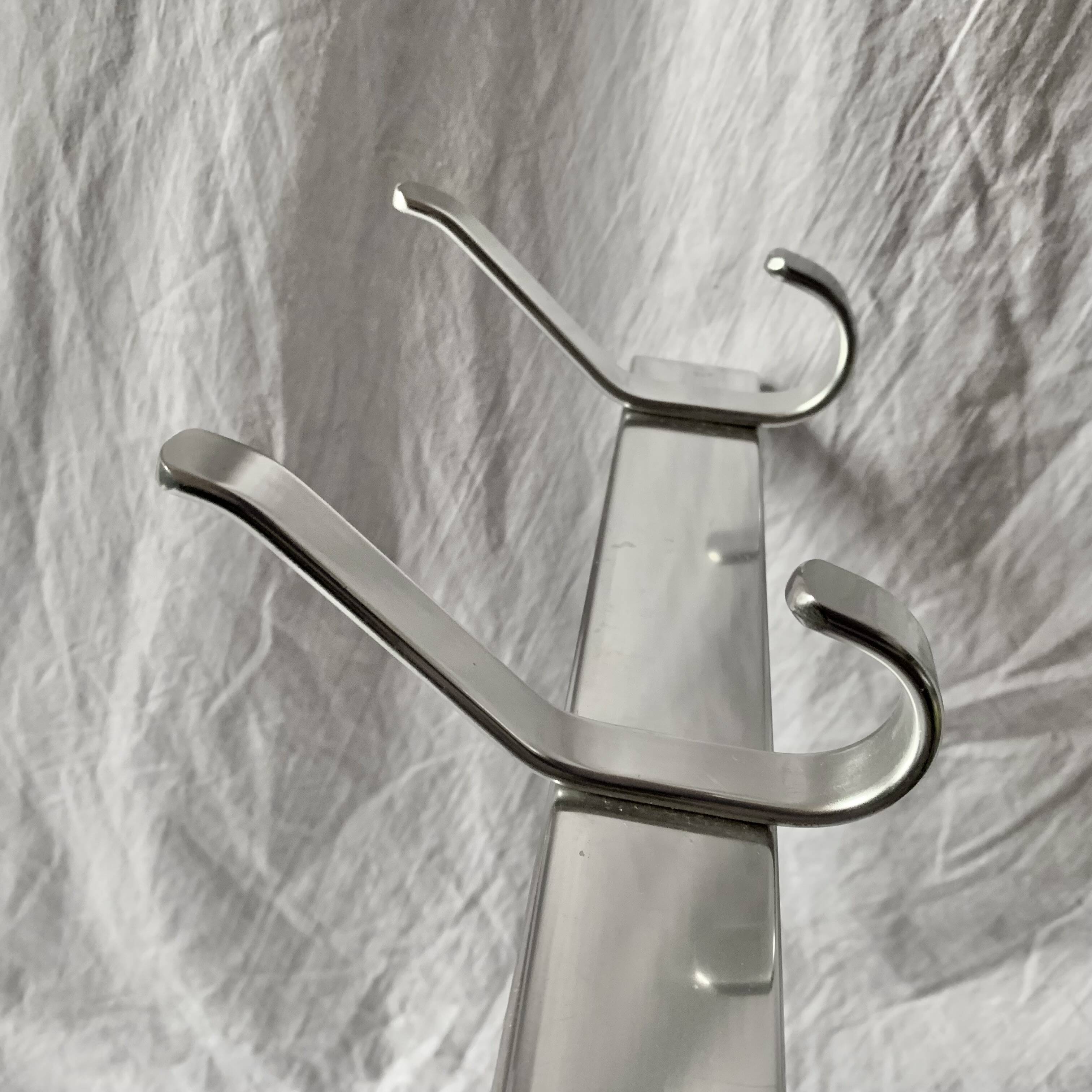 Vintage anodized aluminum wall coat rack - 3 hooks