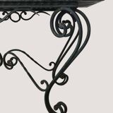 Vintage green marble and wrought iron coffee table