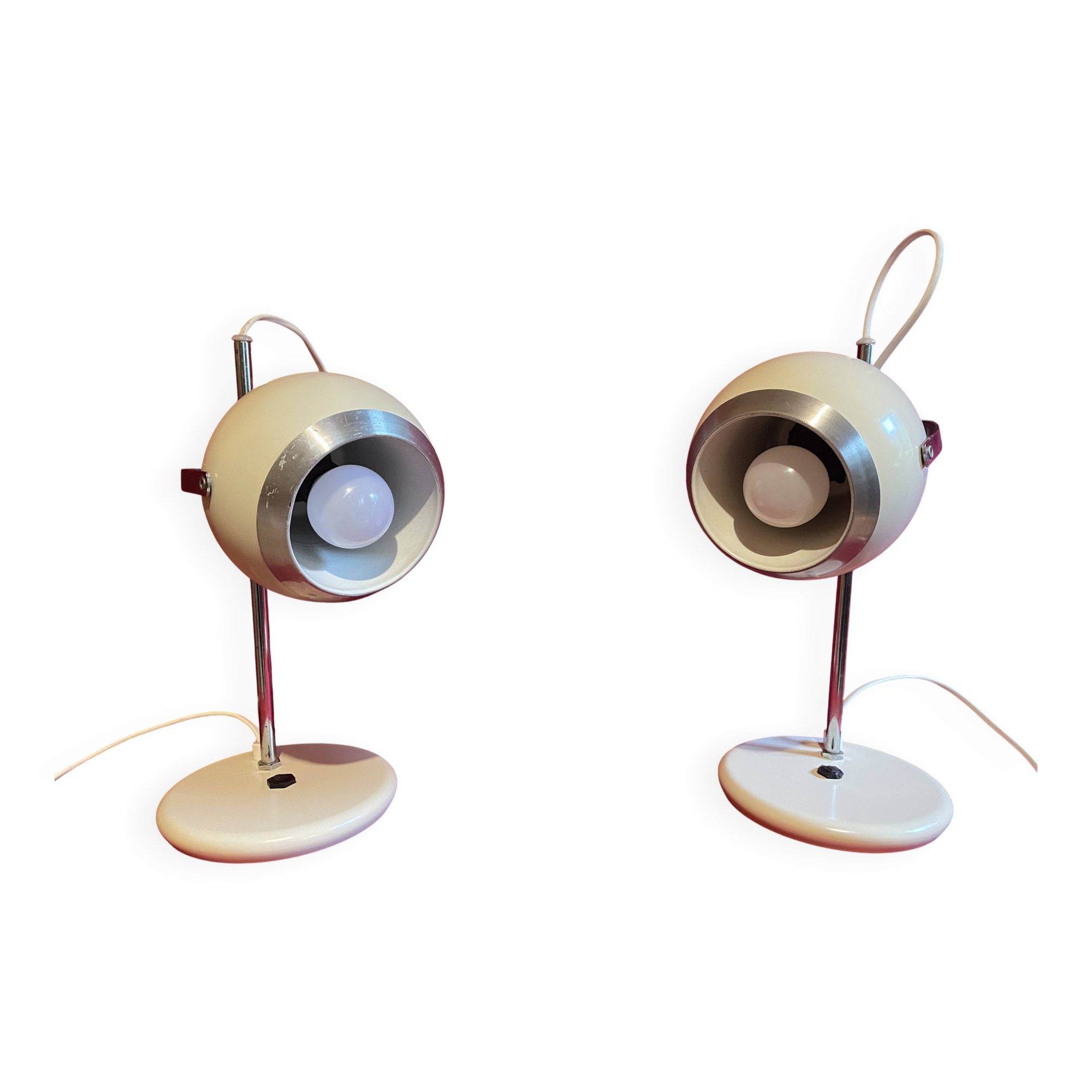 Pair of Eye-Ball lamps, "Aluminor", 1970s