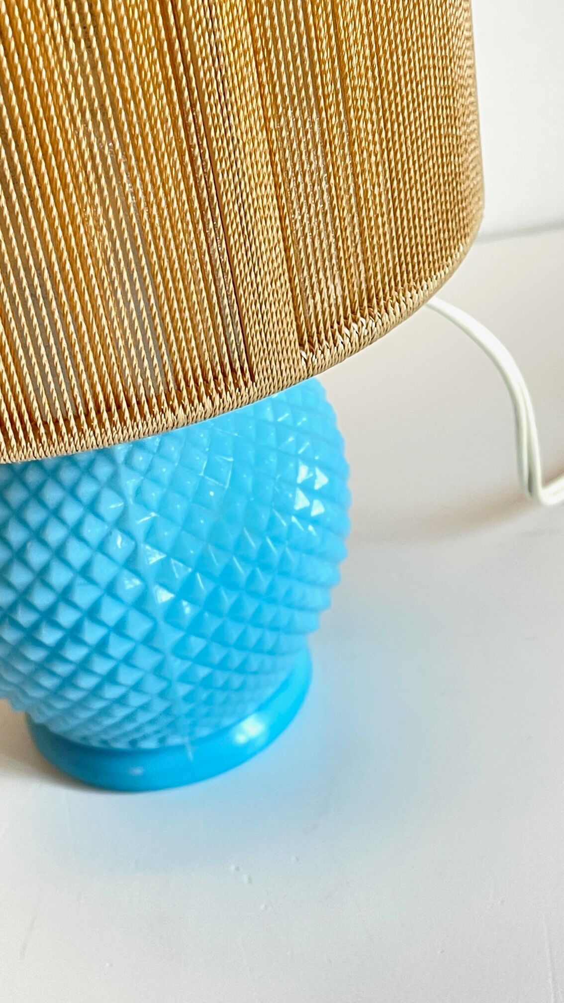 Vintage lamp in opaline blue and golden sons