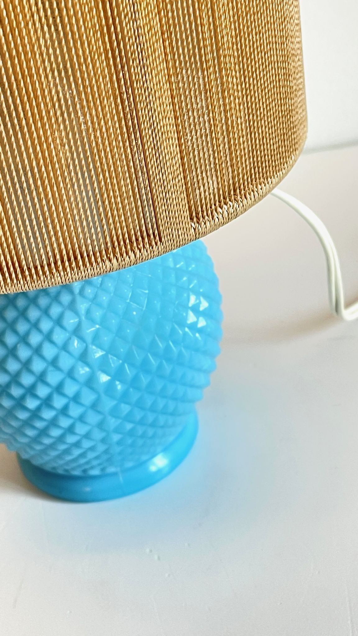 Vintage lamp in opaline blue and golden sons