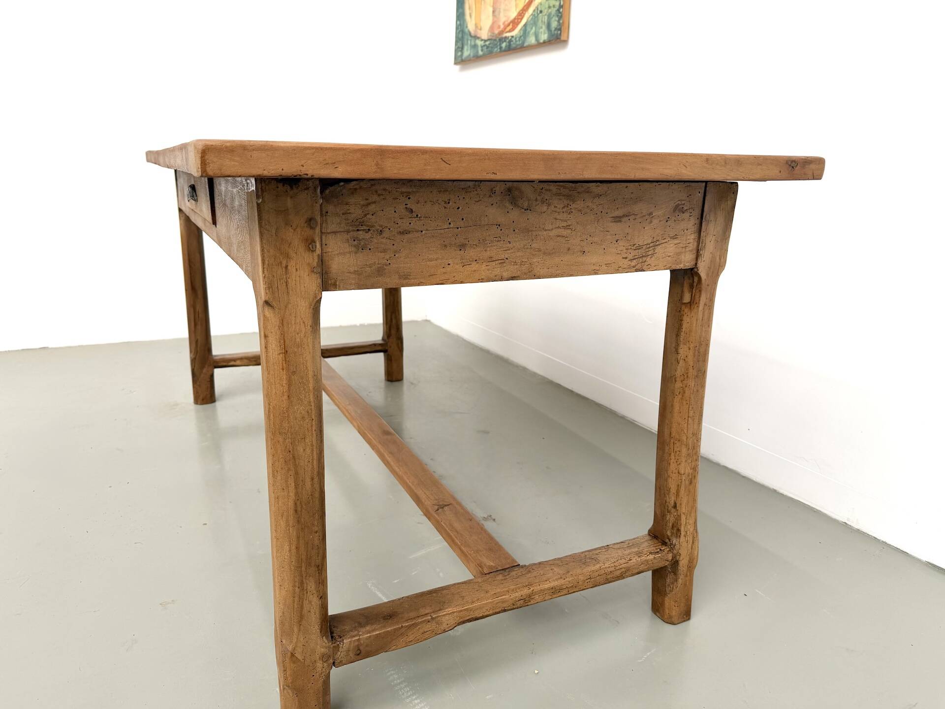 Farm table in solid cherry wood, one drawer, 1950s.