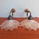 Pair of pendant lights in bronze and scalloped transparent glass