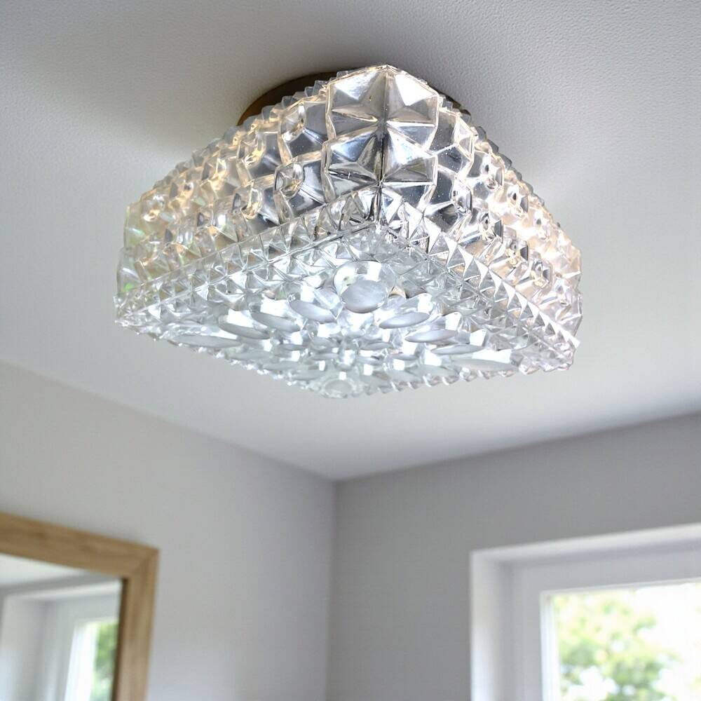 Square glass flush mount ceiling light or wall sconce