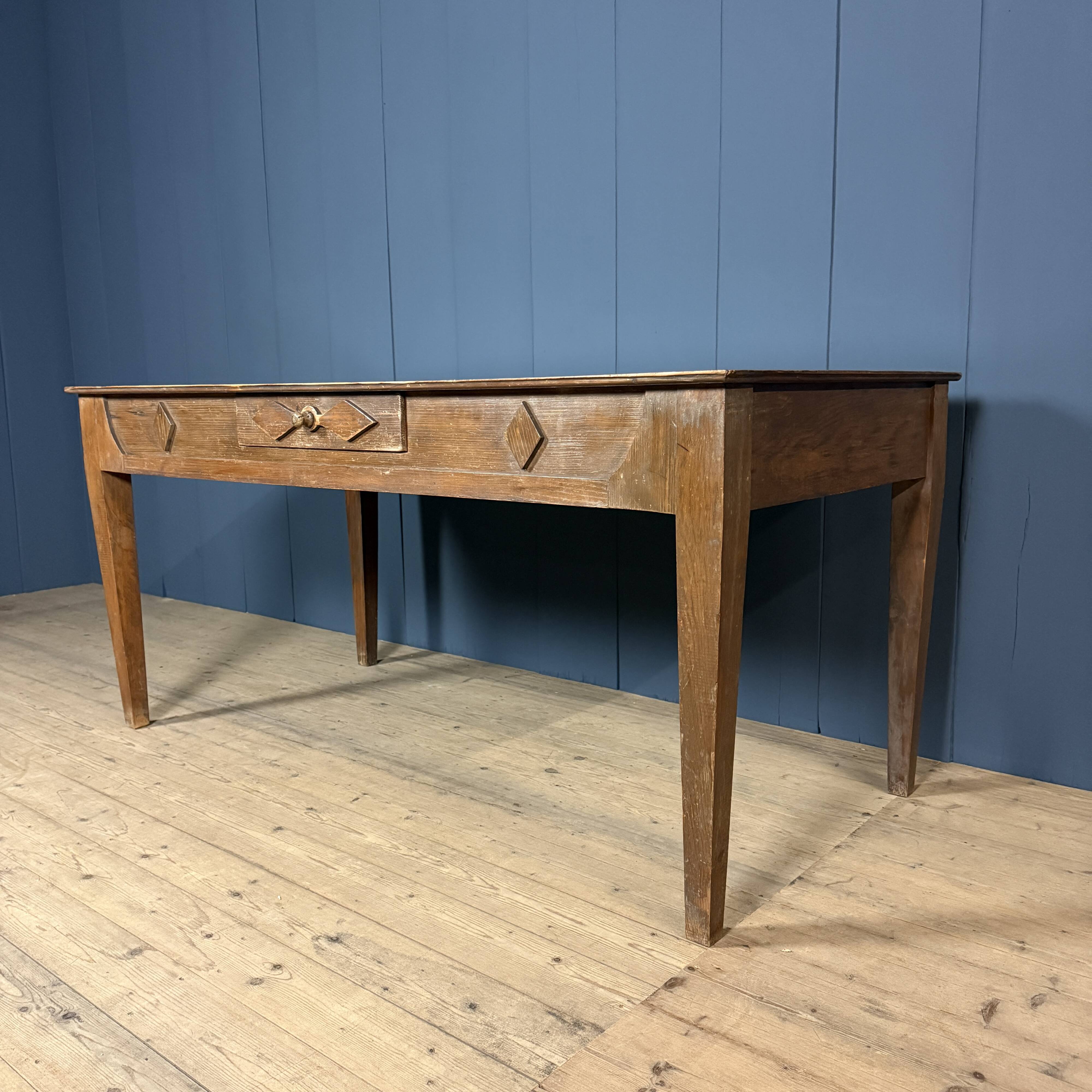 Old decorated wooden kitchen table
