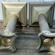 Duo of silver metal column candle holders