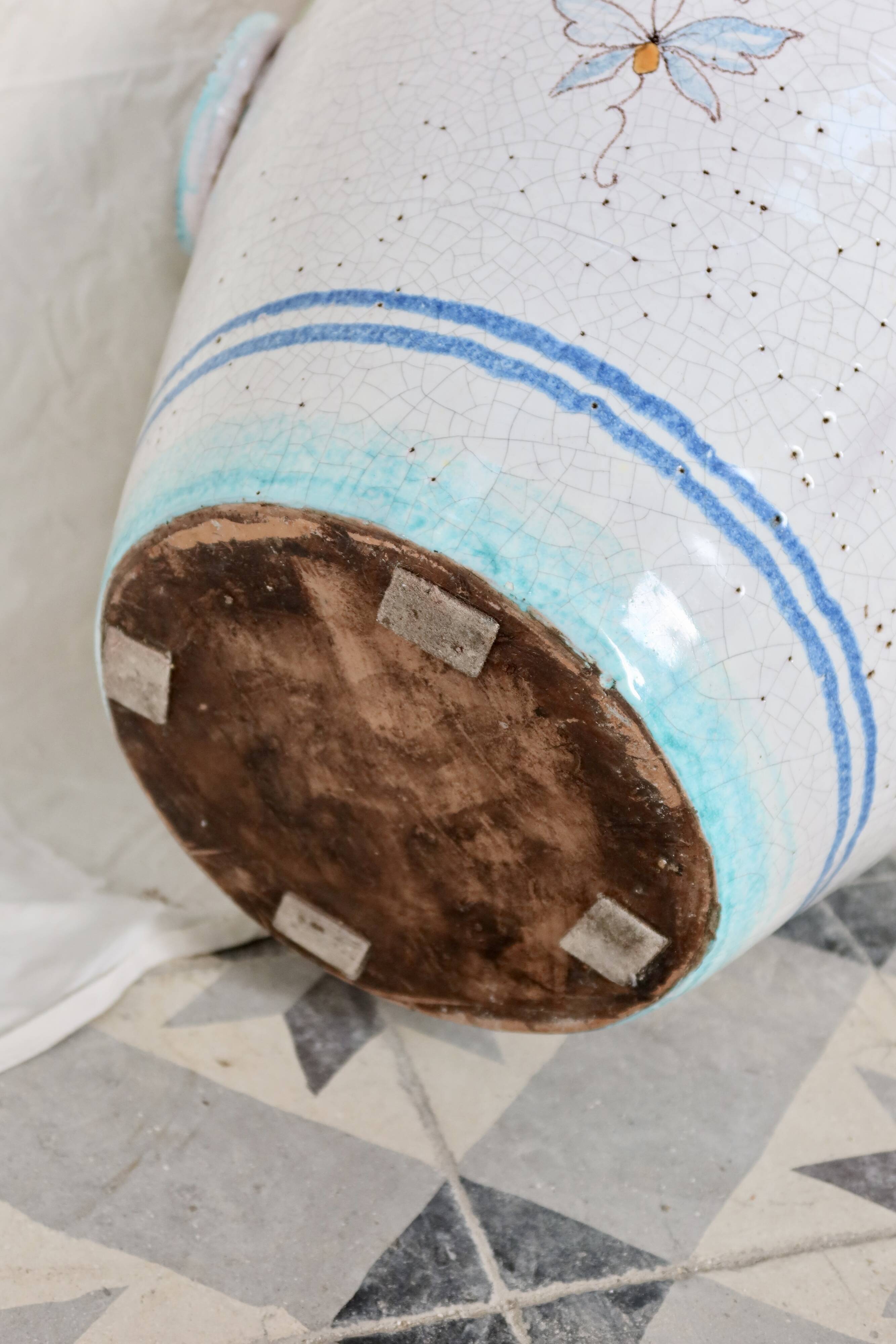 Large glazed ceramic lemon urn