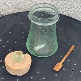 Olive or pickle jar in Biot bubble glass, hand-blown