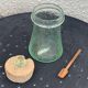 Olive or pickle jar in Biot bubble glass, hand-blown