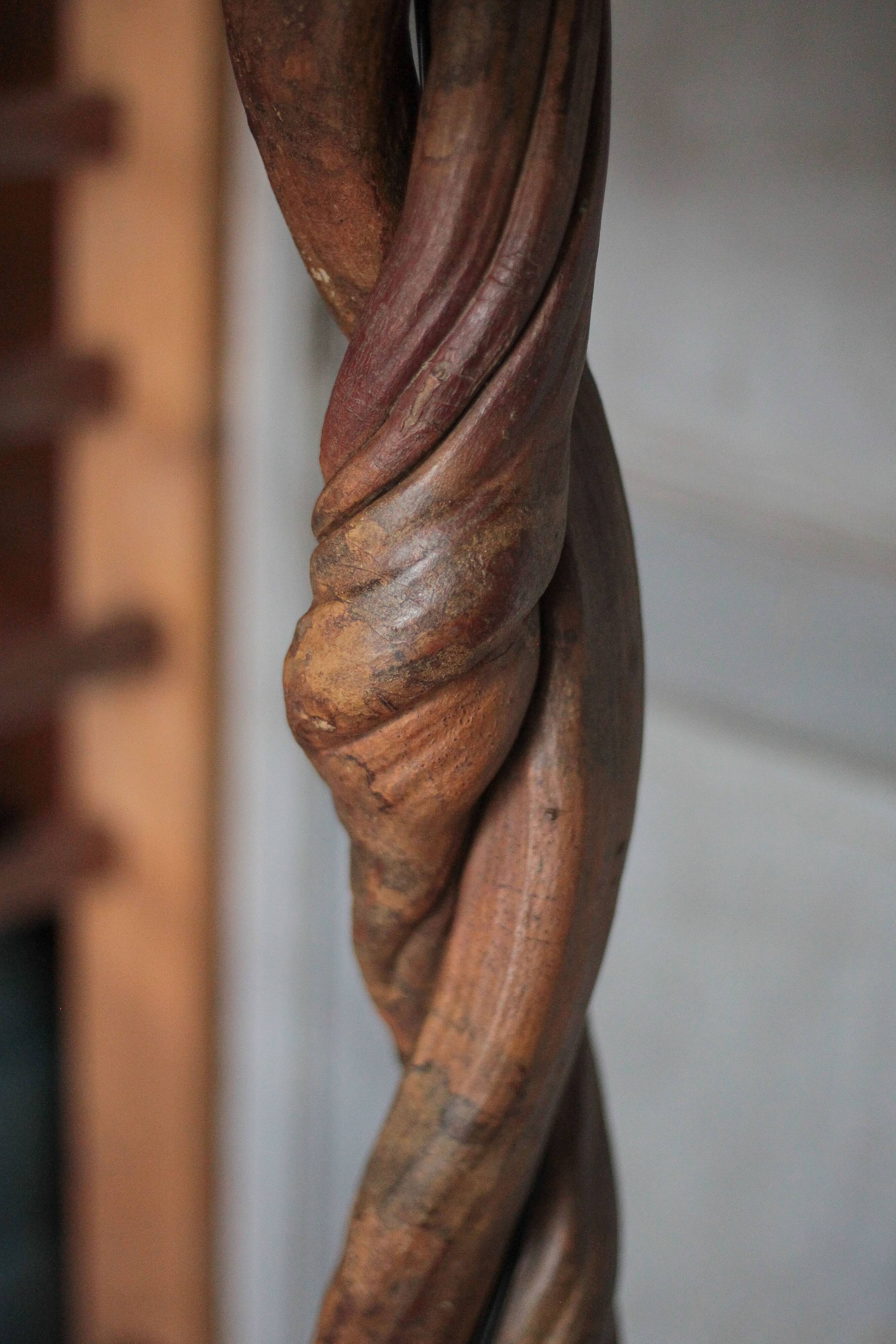 Liane and metal floor lamp with perforated leather shade featuring elephant patterns, lise.