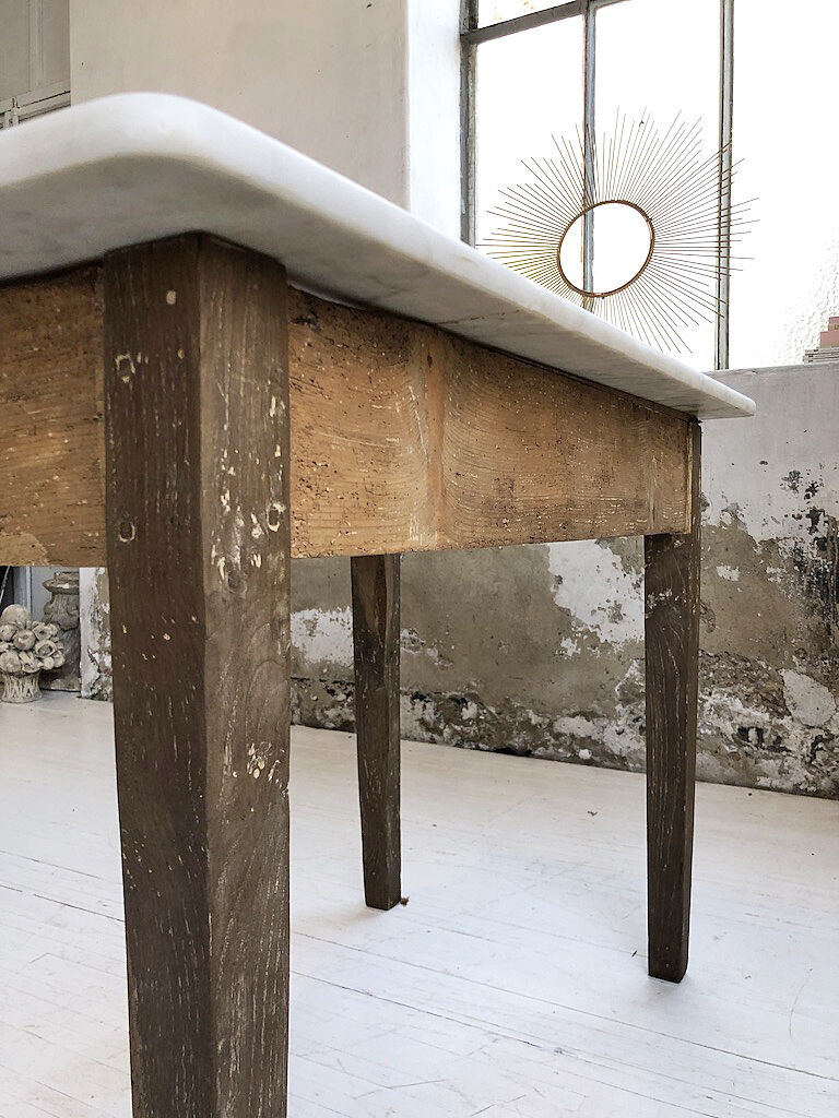 Oak and marble farm table