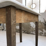 Oak and marble farm table