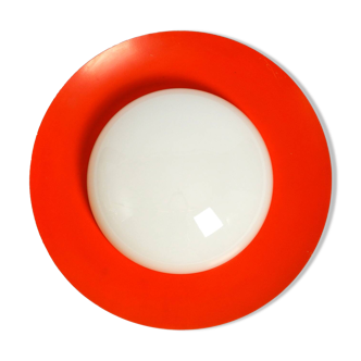 50s wall or ceiling lamp made of glass with reflector from Kaiser Leuchten