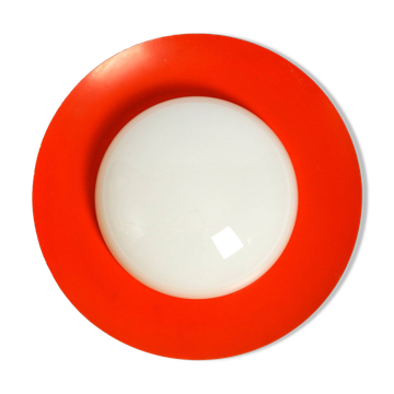 50s wall or ceiling lamp made of glass with reflector from Kaiser Leuchten
