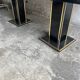 Black Lacquer and Brass Dining Table with Glass Top — Lacquered Wood, 1970s Double Pedestal