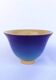 Blue glazed stoneware bowl on a foot, signed SP, Puisaye.