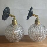 Pair of vintage glass globe wall lights
