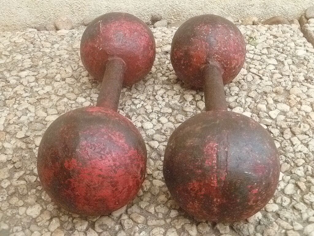 Pair of old dumbbells