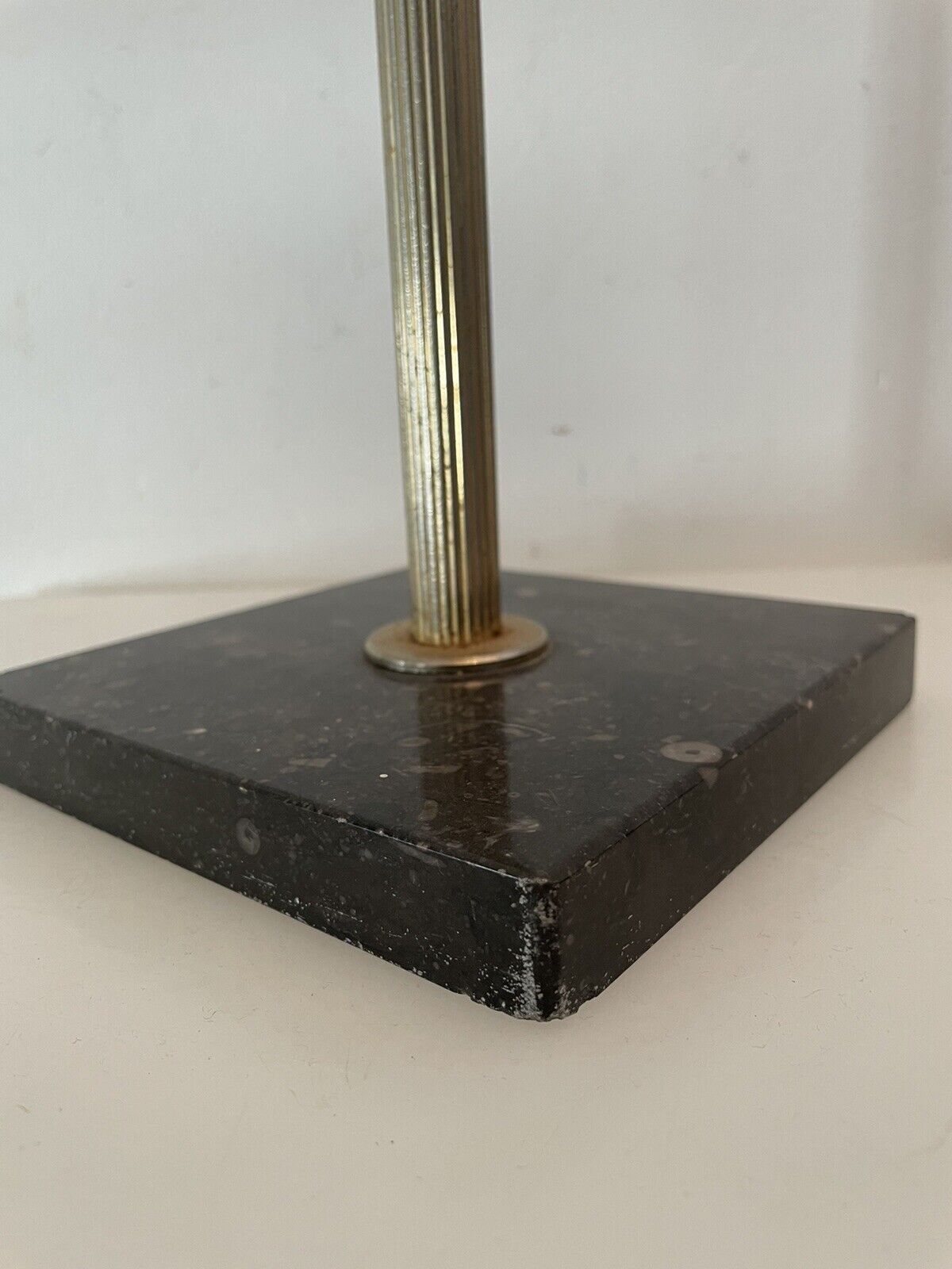 Vintage standing ashtray, 70's, golden metal, marble base